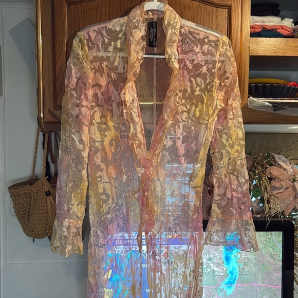 Teatro Dei Sogni by Beppe Bondi Gold and Cream Textured Robe size 14 - Picture 14 of 15